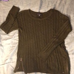 Green cable knit sweater
